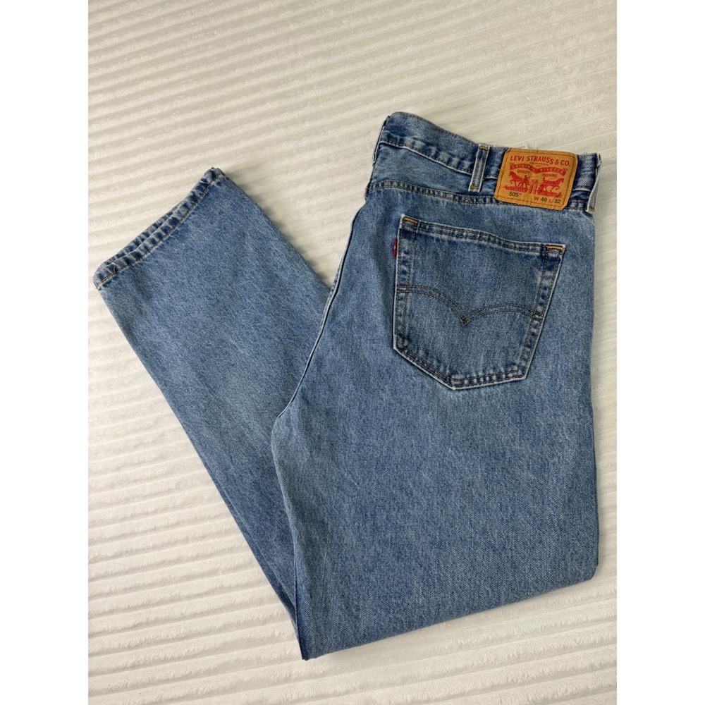 Levis 505 Regular Fit Jeans Mens 40x32 Blue Denim Straight Leg